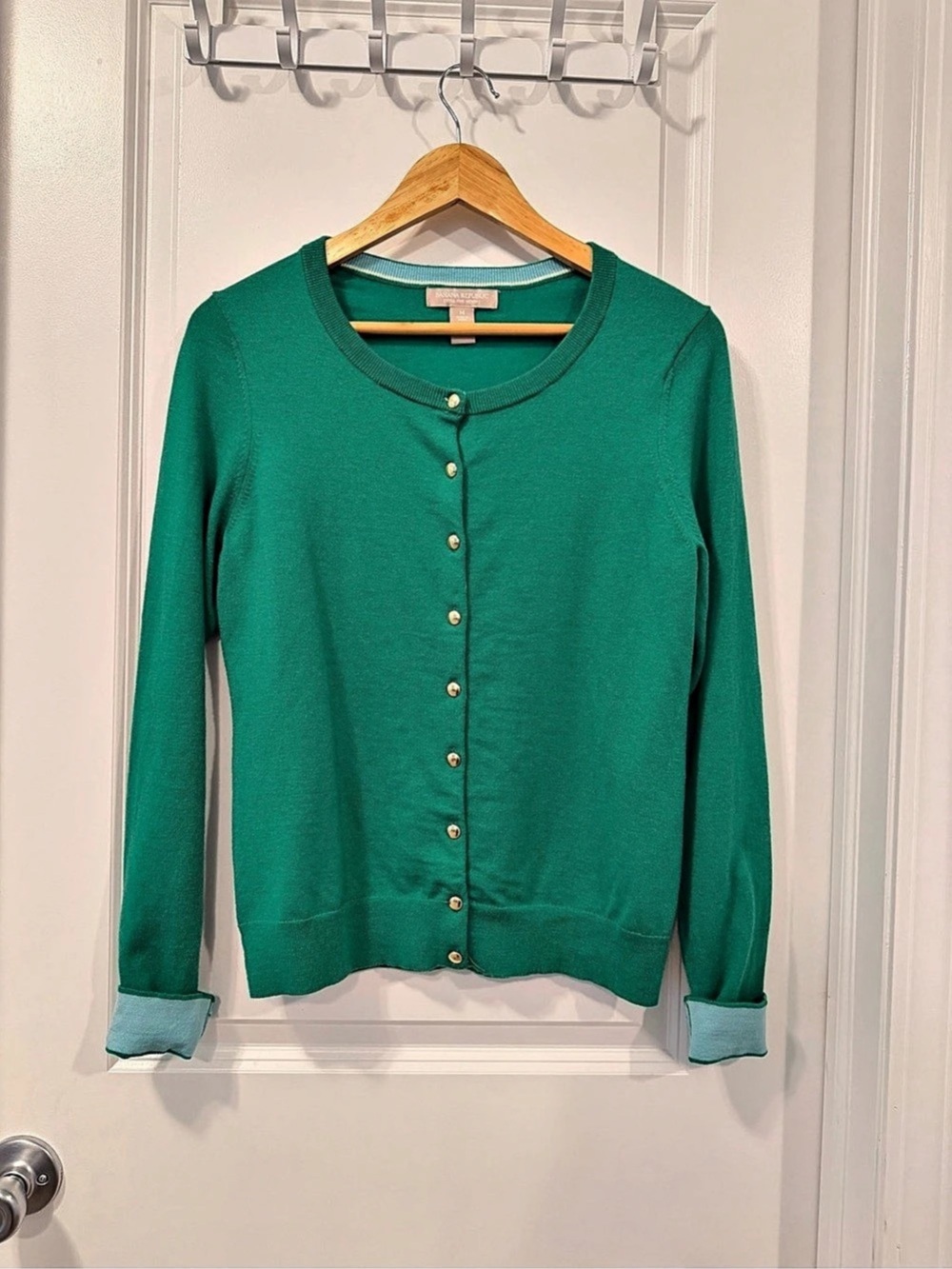 Green Merino Wool Cardigan